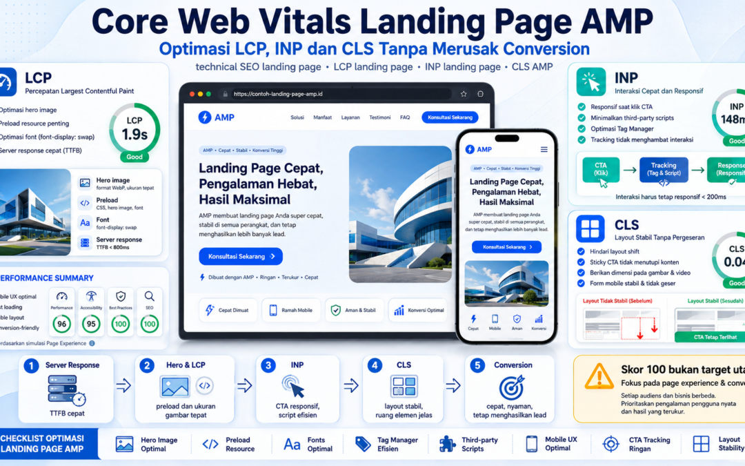 Core Web Vitals Landing Page AMP: Optimasi LCP, INP dan CLS Tanpa Merusak Conversion