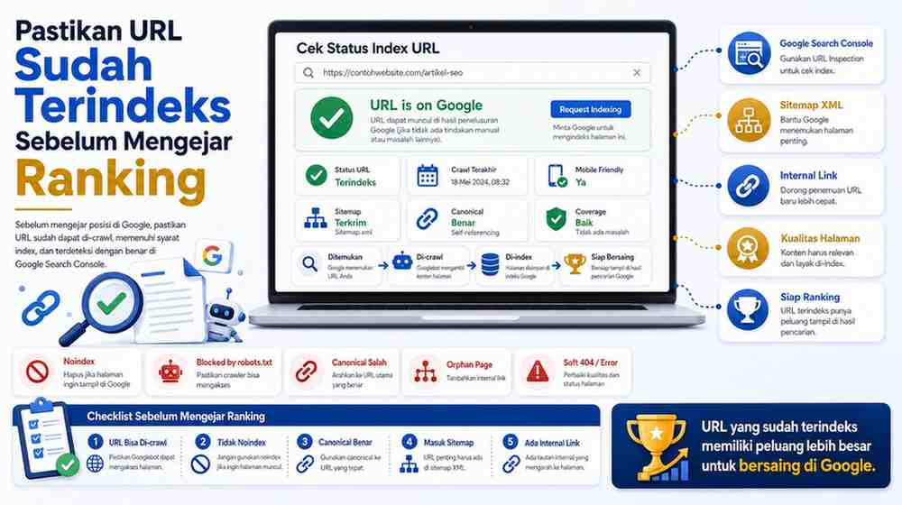 pastikan halaman sudah terindex