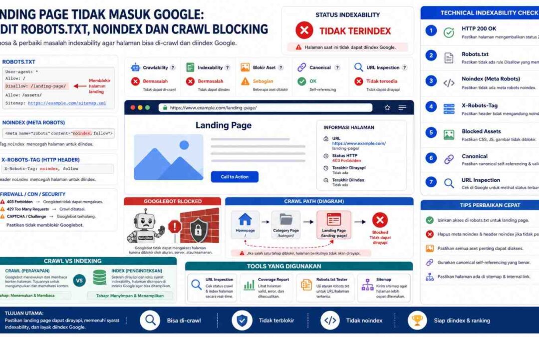 Landing Page Tidak Masuk Google Audit Robots.txt, Noindex dan Crawl Blocking